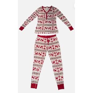 Hanna Andersson Dear Deer Organic Cotton Holiday Pajamas Women Small